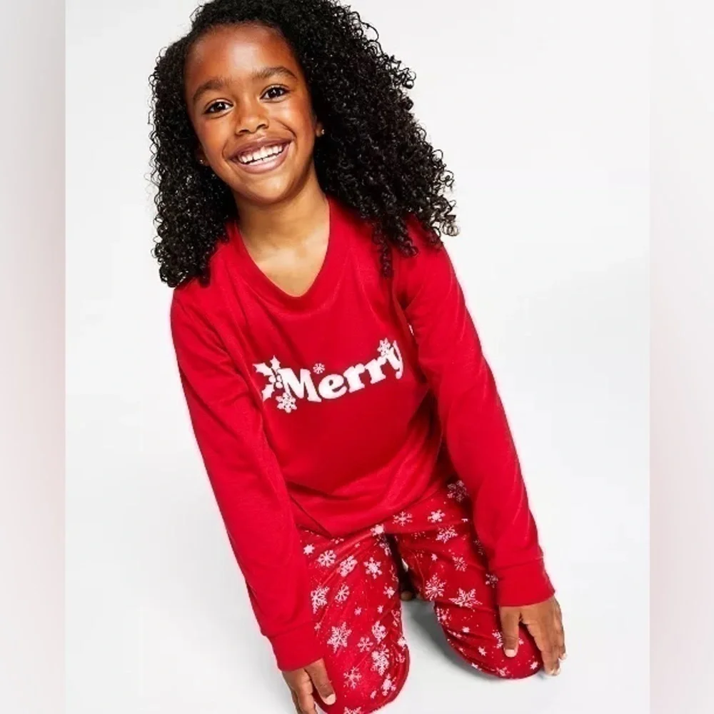 Family Pajamas Matching Kids Merry Snowflake Mix It holiday 14-16